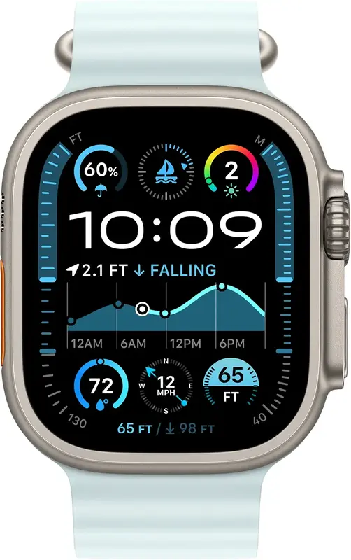 Ремешок для часов Apple Watch 49/46/45/44mm Ice Blue Ocean Band - Natural Titanium Finish - фото - №1