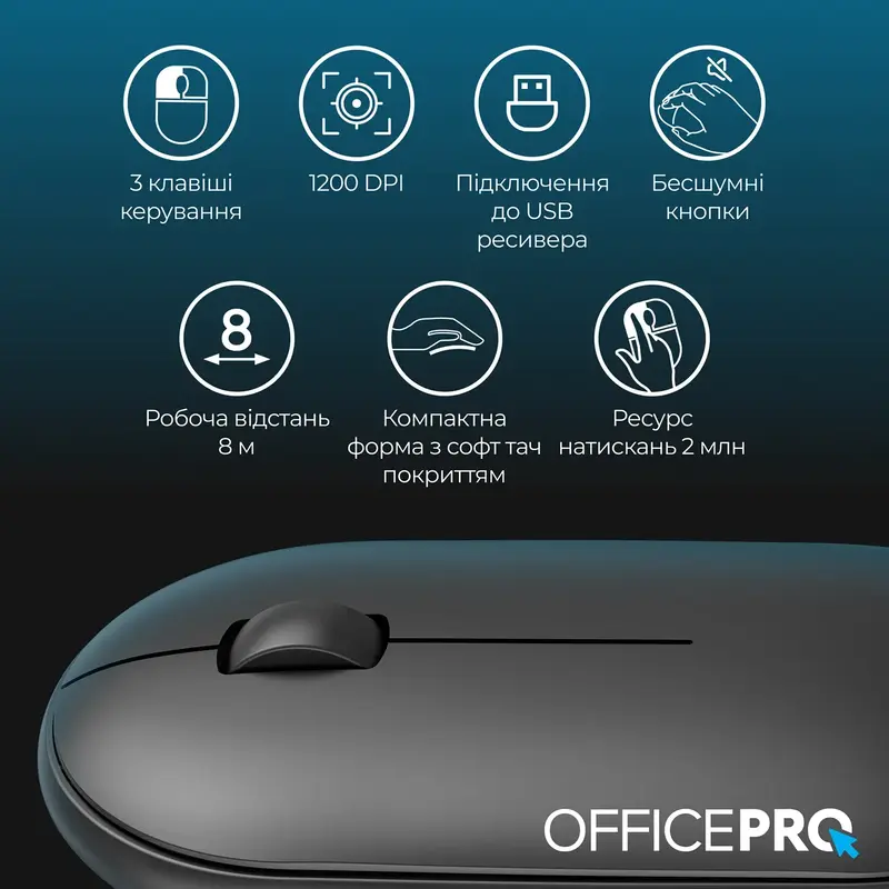 Комп'ютерна миша OfficePro M185B Silent Click Wireless (Black) - фото - №6