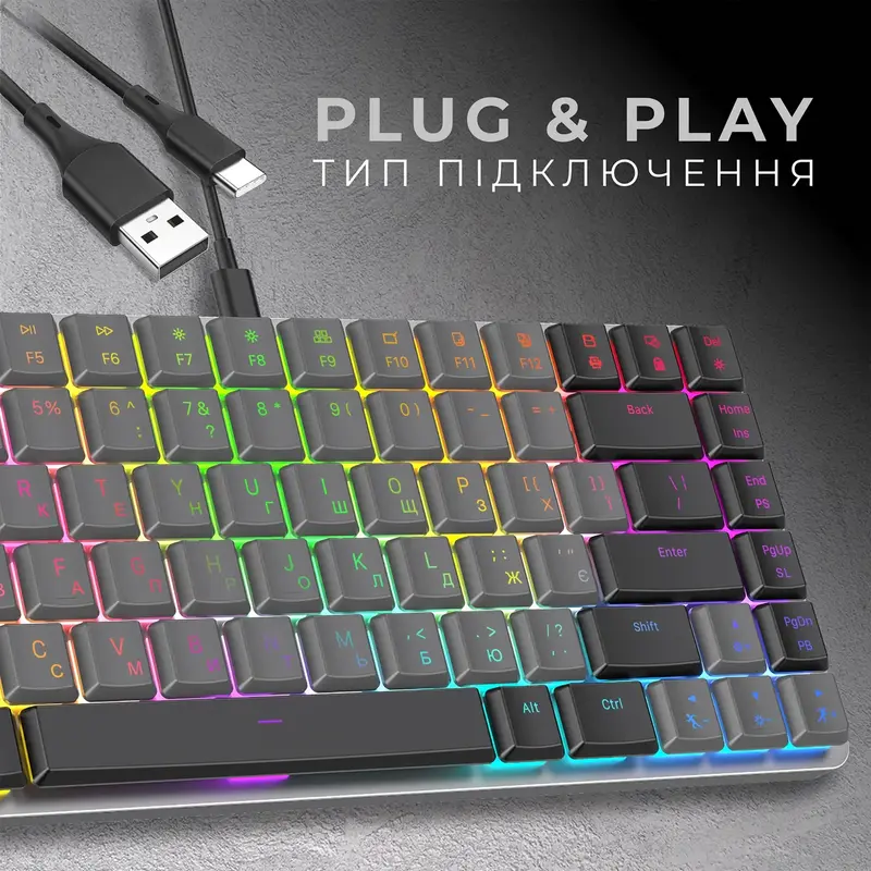Клавиатура игровая GamePro MK141R Red Swich Low Profile Dark Gray фото