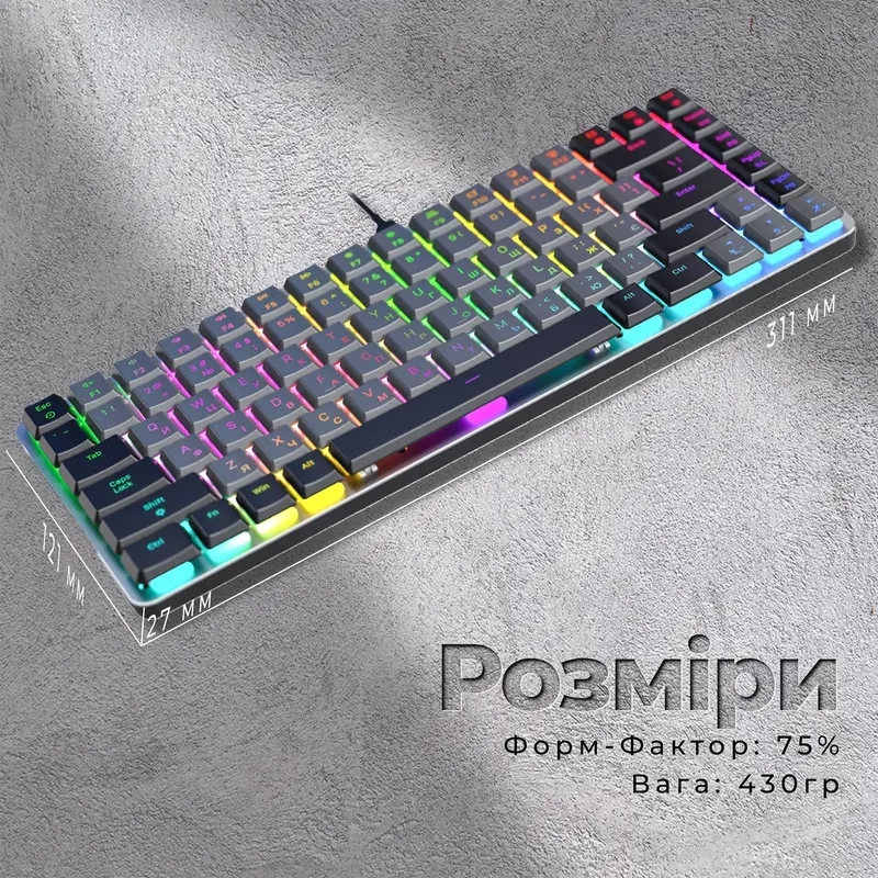 Клавиатура игровая GamePro MK141R Red Swich Low Profile Dark Gray фото