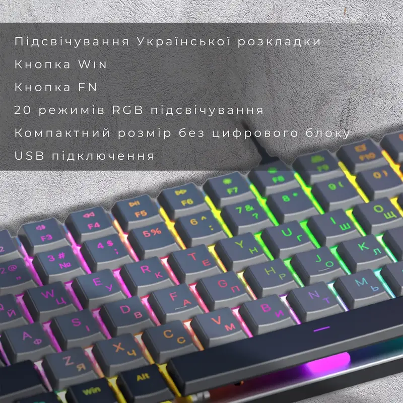 Клавиатура игровая GamePro MK141R Red Swich Low Profile Dark Gray фото
