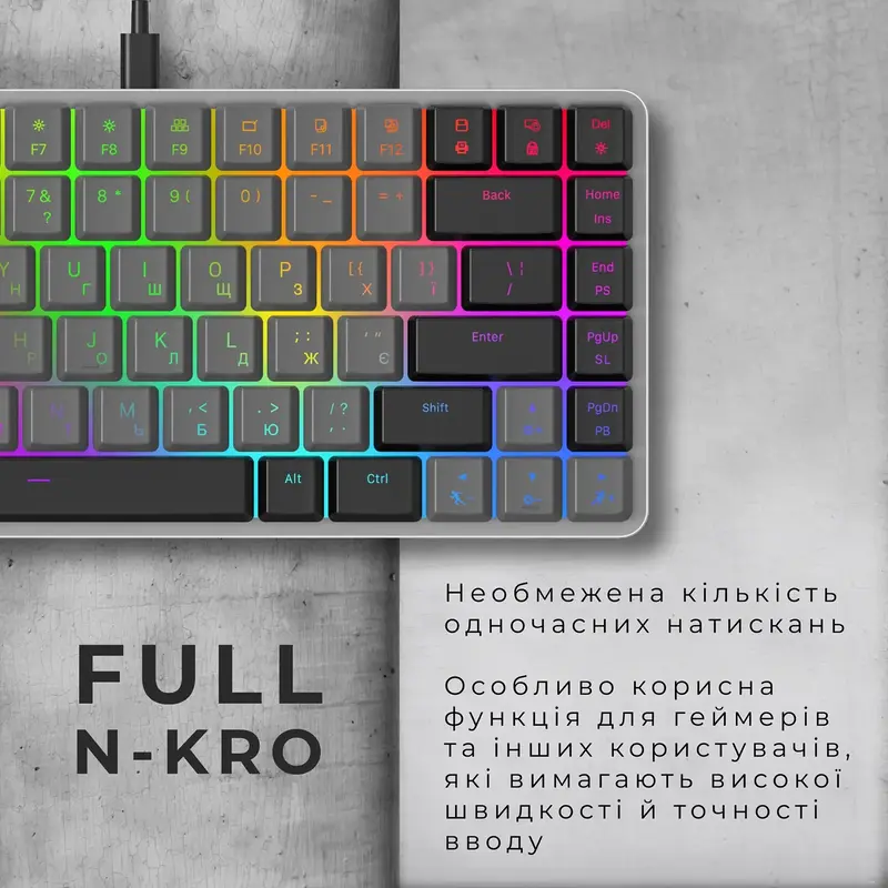 Клавиатура игровая GamePro MK141R Red Swich Low Profile Dark Gray фото