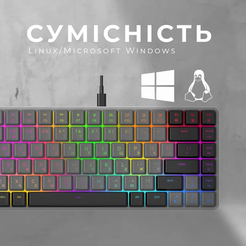 Клавиатура игровая GamePro MK141R Red Swich Low Profile Dark Gray фото