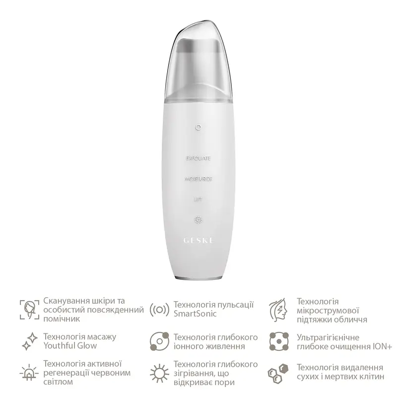 Мікрострумовий скрабер для шкіри та усунення чорних точок Geske MicroCurrent Skin Scrubber & Blackhead фото