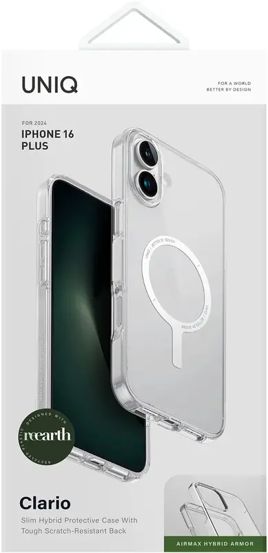 Чохол для Iphone 16 Plus UNIQ HYBRID MAGCLICK CHARGING CLARIO (ECO) - LUCENT (UNIQ-IP6.7(2024)-CLARMCLR) - фото - №3