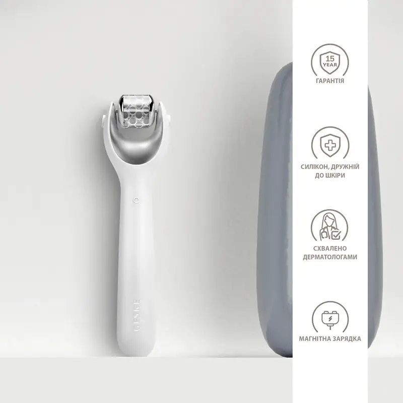 Електронний ролик для обличчя з мікроголками GESKE MicroNeedle Face Roller 9 в 1 білий - фото - №2