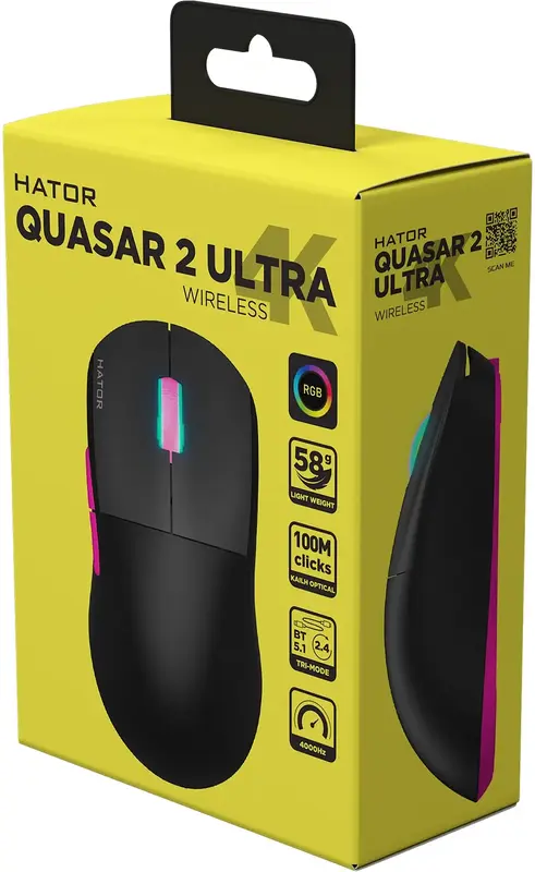 Ігрова миша HATOR Quasar 2 Ultra 4K Wireless (HTM570BP) Black/Pink фото