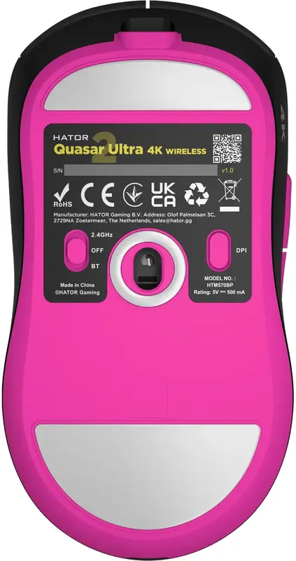 Ігрова миша HATOR Quasar 2 Ultra 4K Wireless (HTM570BP) Black/Pink фото