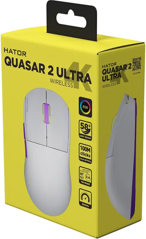 Ігрова миша HATOR Quasar 2 Ultra 4K Wireless (HTM571WL) White/Lilac фото
