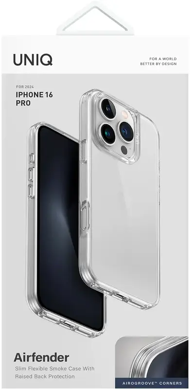 Чохол для Iphone 16 Pro UNIQ HYBRID AIR FENDER - NUDE TRANSPARENT (UNIQ-IP6.3P(2024)-AIRFNUD) - фото - №3