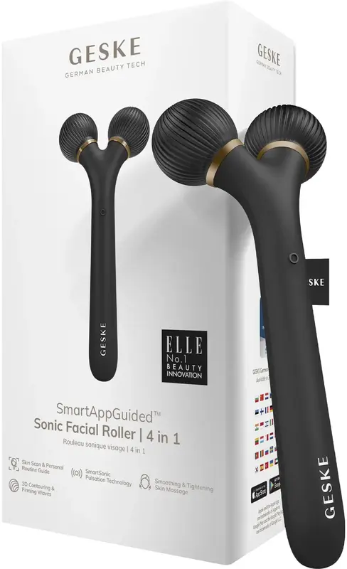 Електронний звуковий ролик для обличчя GESKE Sonic Facial Roller 4 в 1 сірий - фото - №0