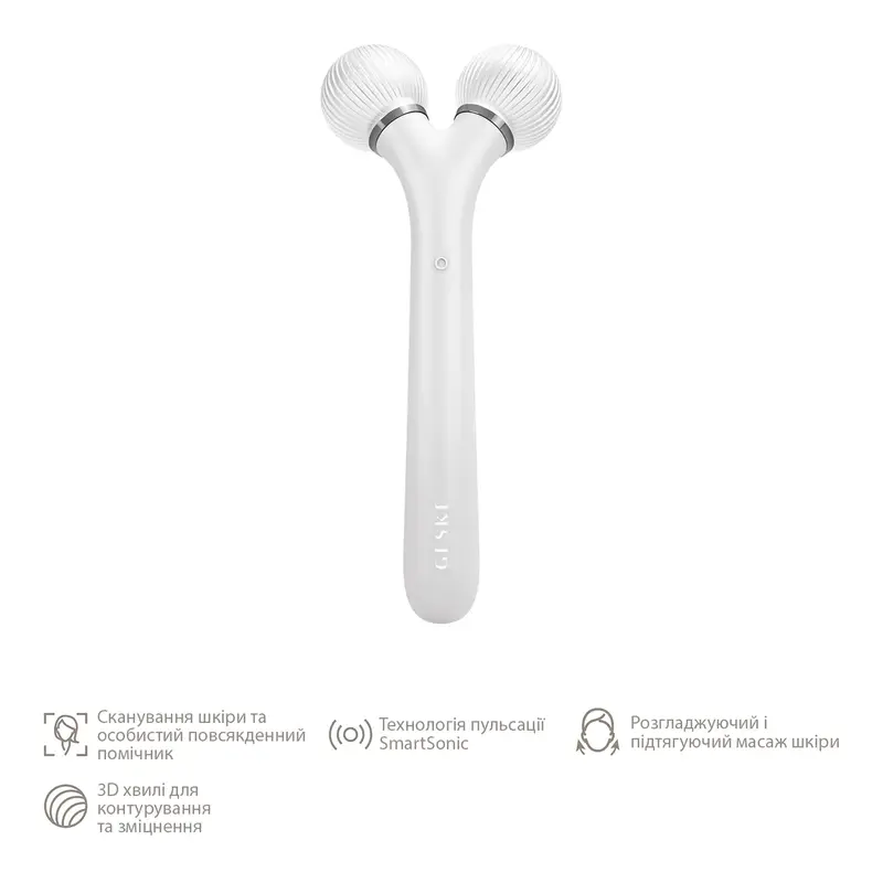 Електронний звуковий ролик для обличчя GESKE Sonic Facial Roller 4 в 1 білий - фото - №1