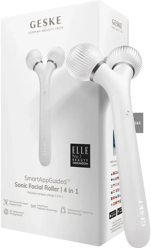 Електронний звуковий ролик для обличчя GESKE Sonic Facial Roller 4 в 1 білий - фото - №0