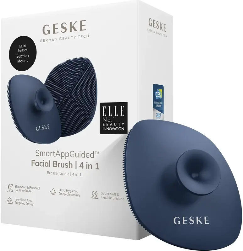 Щітка для обличчя Geske Facial Brush 4 в 1 темно-синій з тримачем - фото - №0