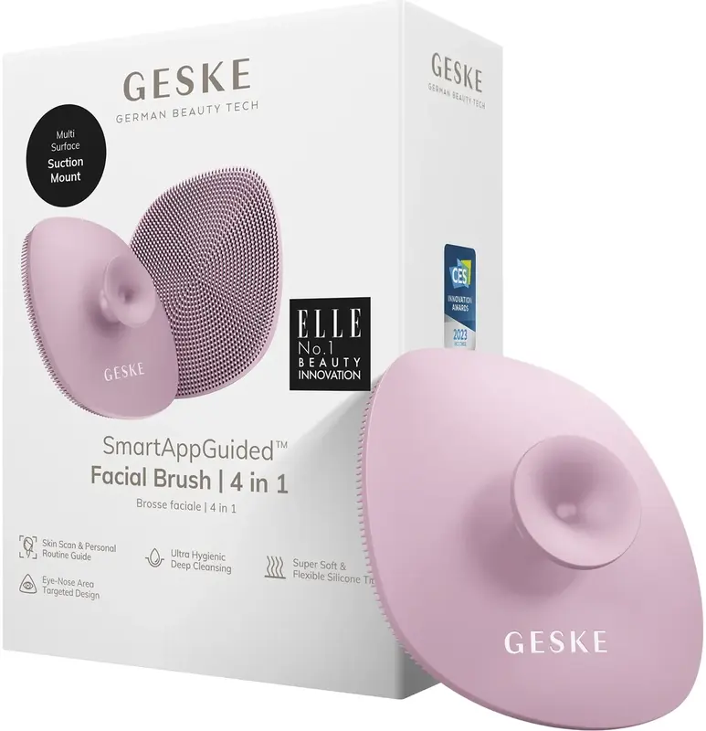 Щітка для обличчя Geske Facial Brush 4 в 1 рожевий з тримачем - фото - №0