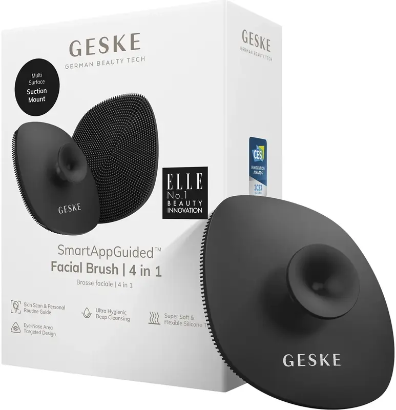 Щітка для обличчя Geske Facial Brush 4 в 1 сіра з тримачем - фото - №0