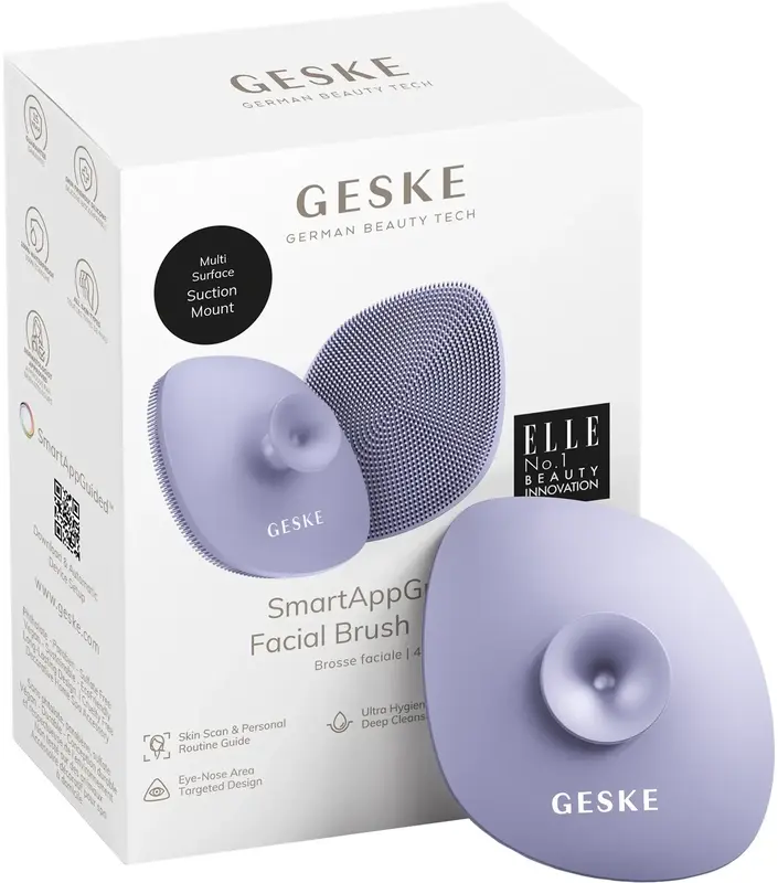 Щітка для обличчя Geske Facial Brush 4 в 1 фіолетова з тримачем фото
