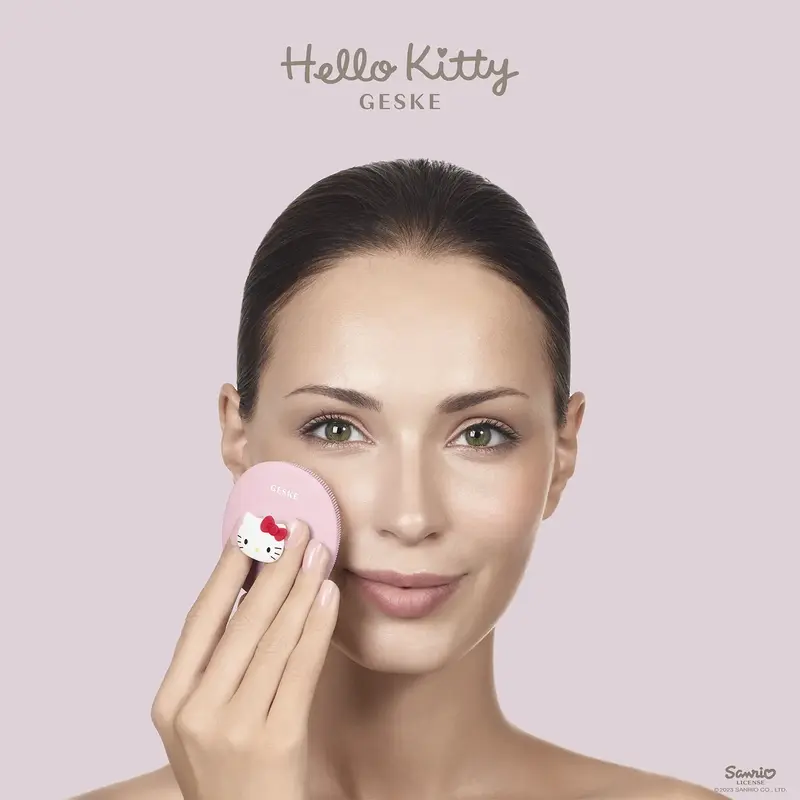 Щітка для обличчя GESKE Facial Brush 3 в 1 Hello Kitty Рожевий з тримачем фото