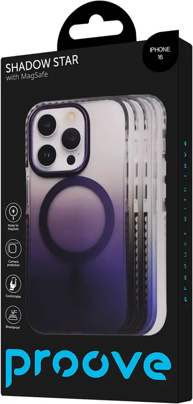 Чeхол для iPhone 16 Proove Shadow Star Case with Magnetic Ring (Black) - фото - №4