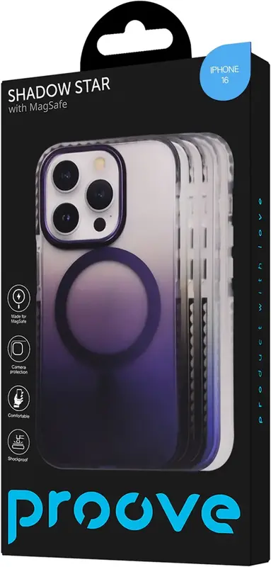 Чохол для iPhone 16 Proove Shadow Star Case with Magnetic Ring (blue) - фото - №3