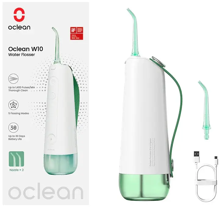 Ирригатор Oclean W10 Green New-2 nozzles (6970810555745) фото