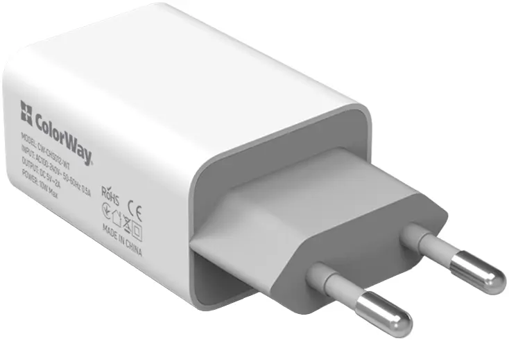 Универсальное сетевое ЗУ ColorWay 1 x USB-A 10W White (CW-CHS012-WT) фото