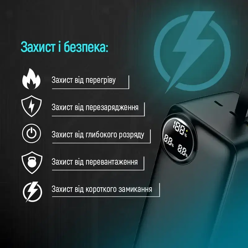 Порт.ЗП ColorWay (CW-PB500LPA4BK-PDD) Power ful 50000mAh PD+QC3.0 22.5W чорний фото