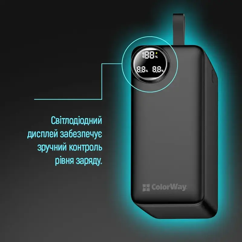 Порт.ЗП ColorWay (CW-PB500LPA4BK-PDD) Power ful 50000mAh PD+QC3.0 22.5W чорний фото