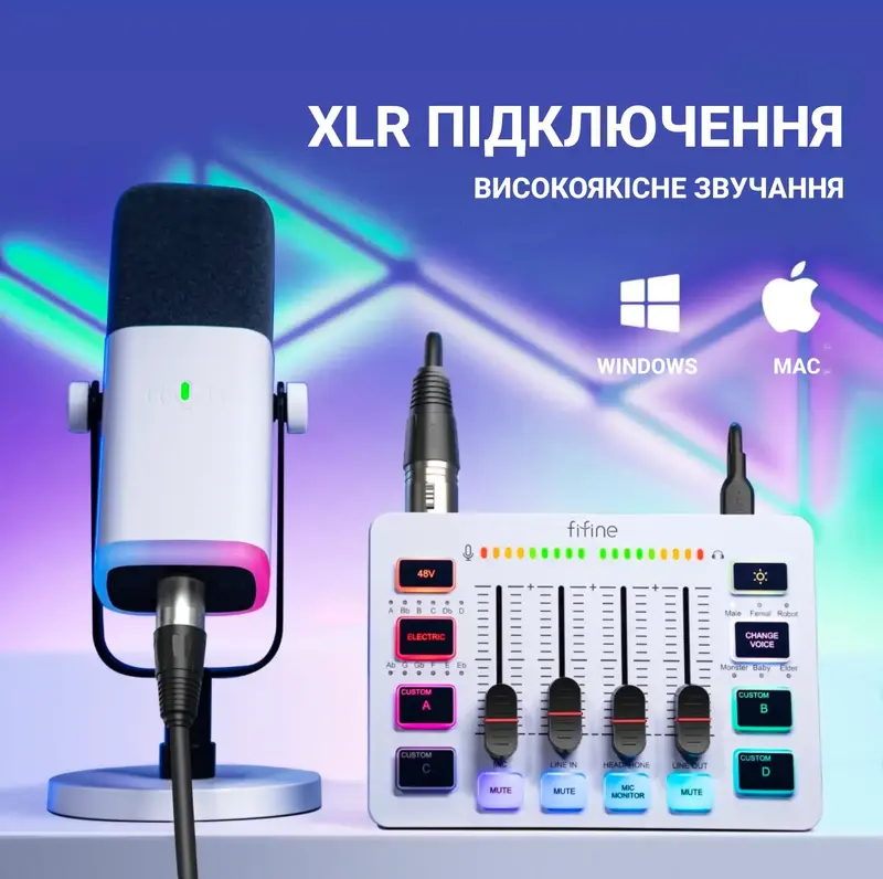 Микшерный пульт Fifine Sound Card (SC3W) White фото