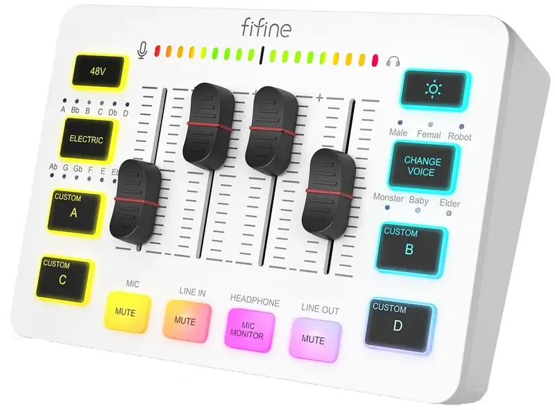 Микшерный пульт Fifine Sound Card (SC3W) White фото