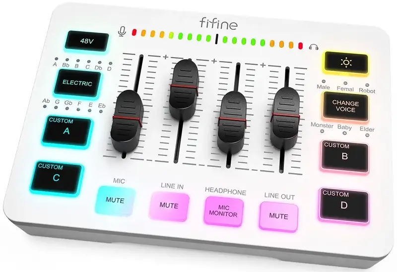 Микшерный пульт Fifine Sound Card (SC3W) White фото