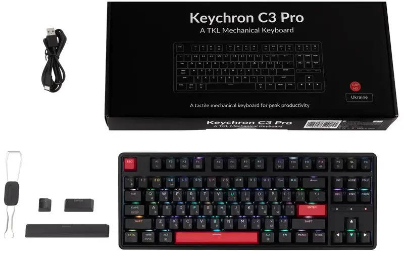 Ігрова клавіатура Keychron C3 Pro 87Key Hot-swap Black - фото - №10