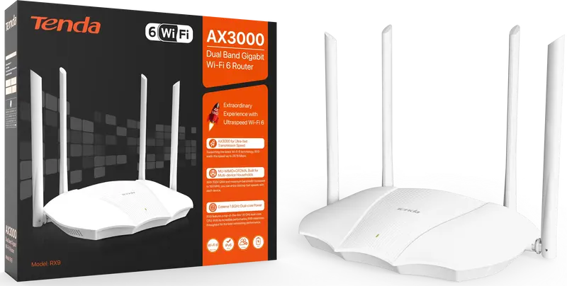 Интернет роутер Tenda RX9 AX3000, 3xGE LAN, 1xGE WAN фото