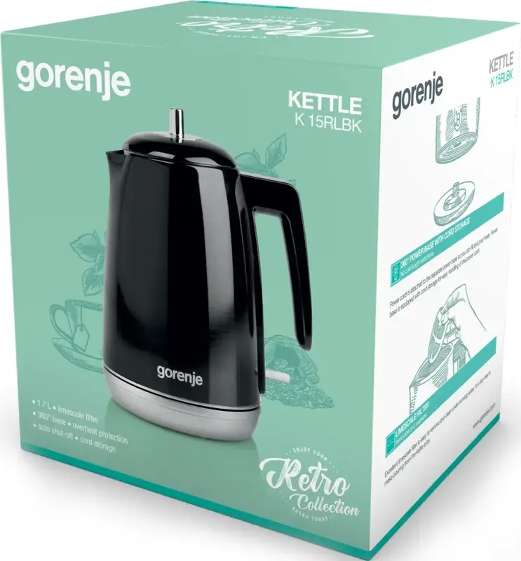 Електрочайник Gorenje K15RLBK чорний - фото - №2