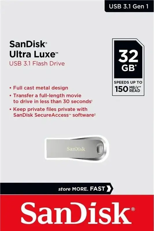 USB-Flash SanDisk 32GB USB 3.1 Type-A Ultra Luxe Срібний - фото - №4