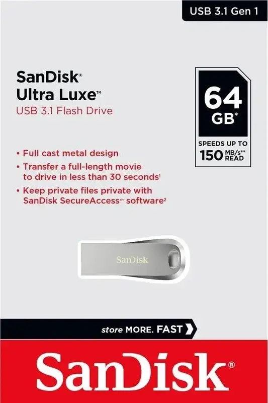 USB-Flash SanDisk 64GB USB 3.1 Type-A Ultra Luxe Срібний - фото - №4