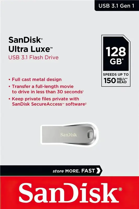 USB-Flash SanDisk 128GB USB 3.1 Type-A Ultra Luxe Срібний - фото - №4
