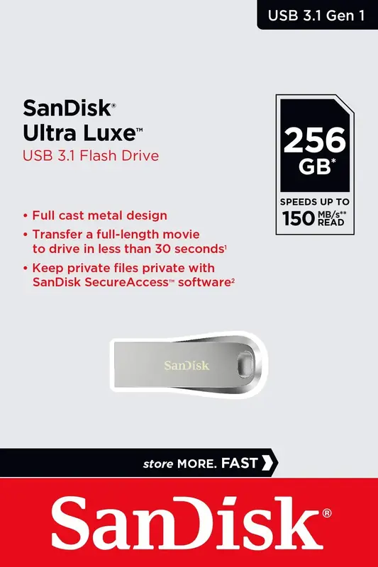 USB-Flash SanDisk 256GB USB 3.1 Type-A Ultra Luxe Срібний - фото - №4
