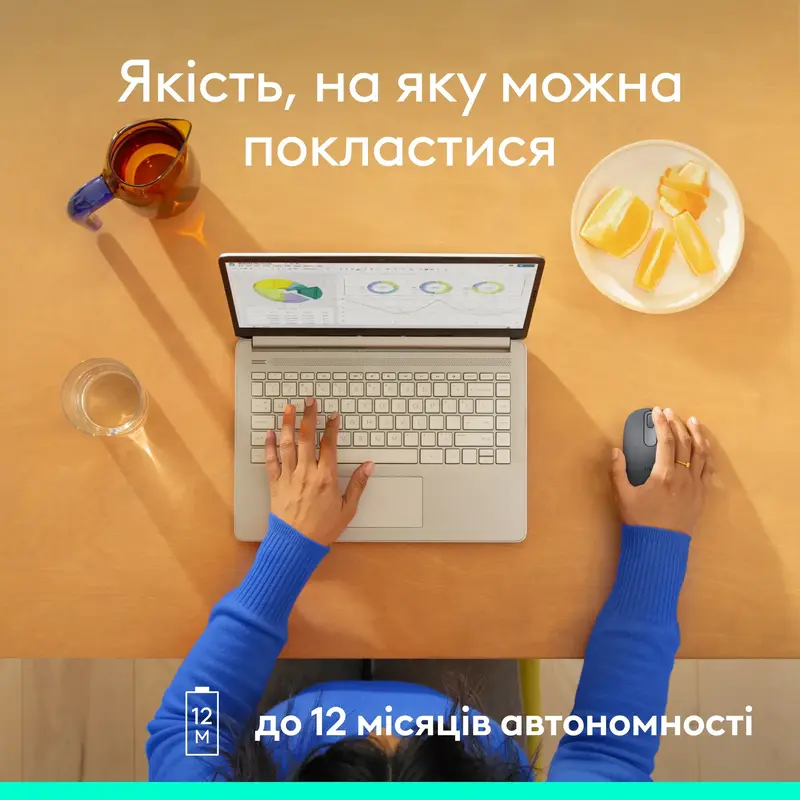 Миша Logitech бездротова (M196) Bluetooth графiтова фото