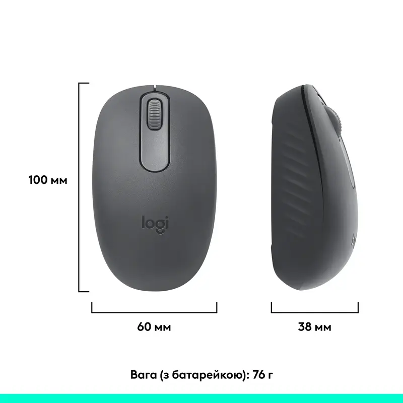 Миша Logitech бездротова (M196) Bluetooth графiтова фото