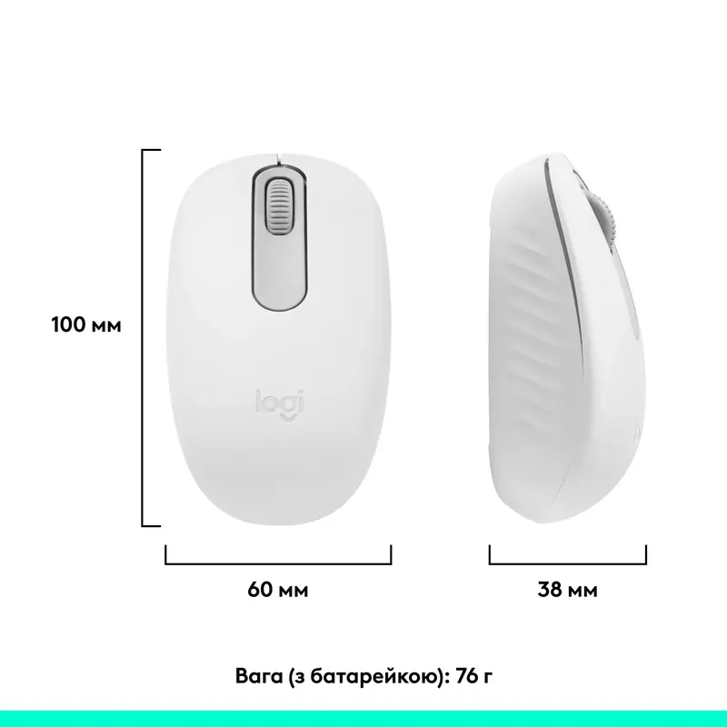 Миша Logitech бездротова (M196) Bluetooth бiла фото