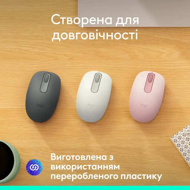Миша Logitech бездротова (M196) Bluetooth бiла фото