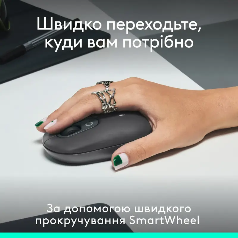 Миша Logitech бездротова POP Mouse with emoji Bluetooth графiтова - фото - №3