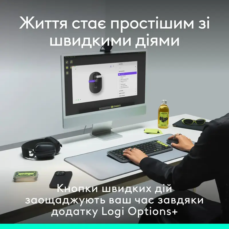 Миша Logitech бездротова POP Mouse with emoji Bluetooth графiтова - фото - №4