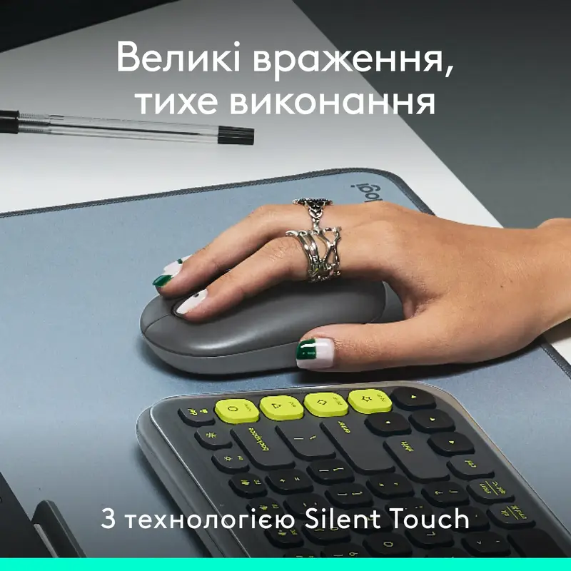 Миша Logitech бездротова POP Mouse with emoji Bluetooth графiтова - фото - №6