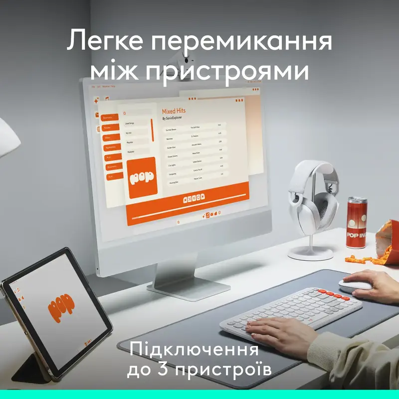 Мышь Logitech беспроводная POP Mouse with emoji Bluetooth белая фото