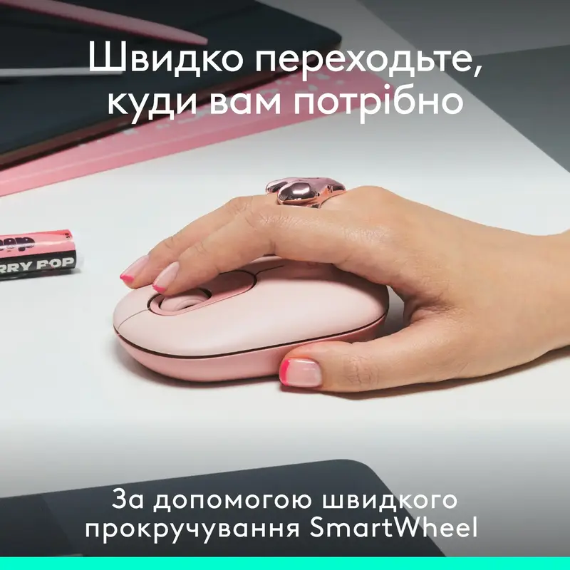 Мышь Logitech беспроводная POP Mouse with emoji Bluetooth розовая фото