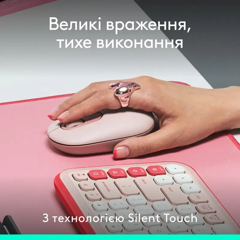 Мышь Logitech беспроводная POP Mouse with emoji Bluetooth розовая фото
