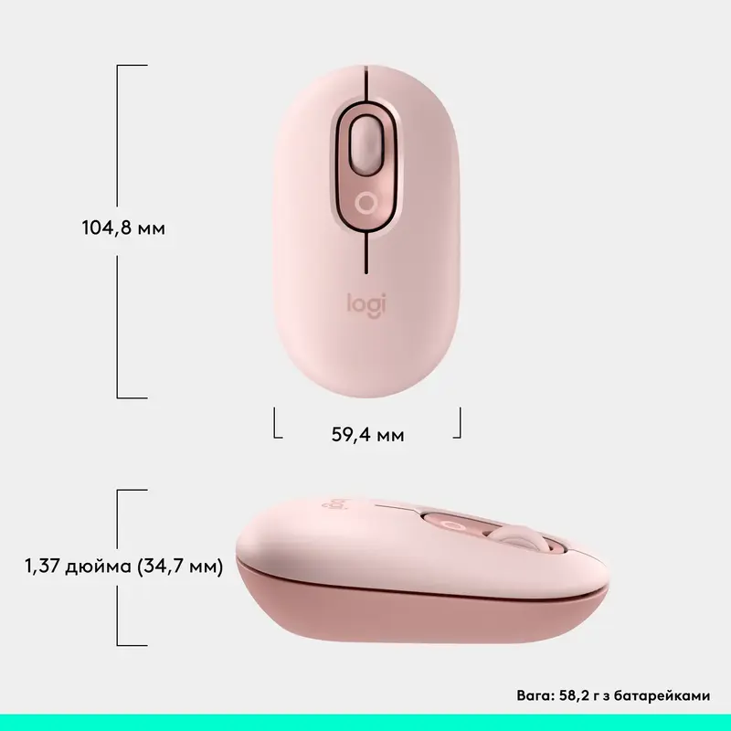 Мышь Logitech беспроводная POP Mouse with emoji Bluetooth розовая фото