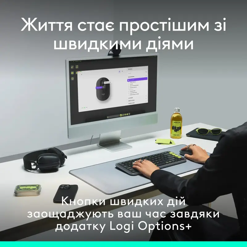 Мышь Logitech беспроводная POP Mouse with emoji Bluetooth сиреневая фото
